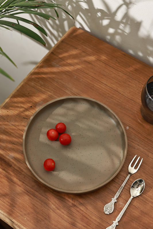 Round Coupe Shaped Platter Olive Green