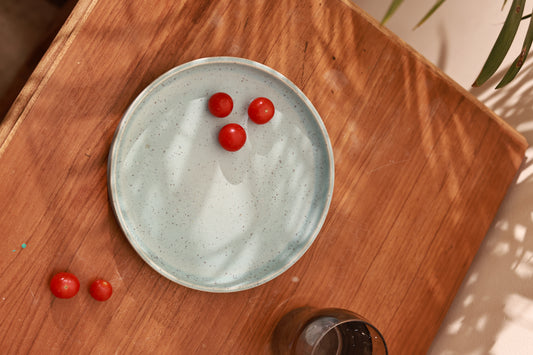 Round Coupe Shaped Platter Sky Blue