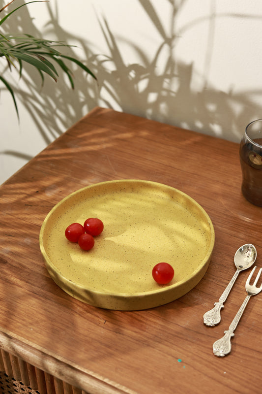 Round Coupe Shaped Platter Mustard