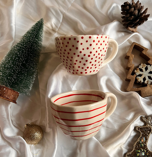Red Polka & Red Lines Mug Combo