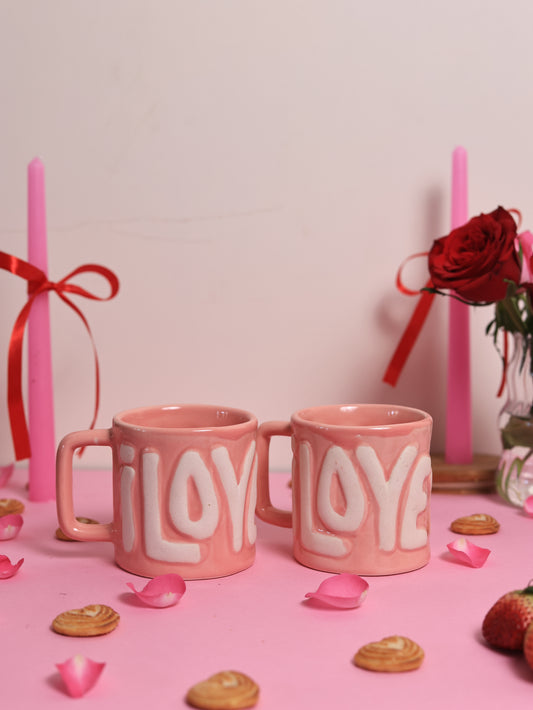 'I LOVE YOU' Mug- Pink