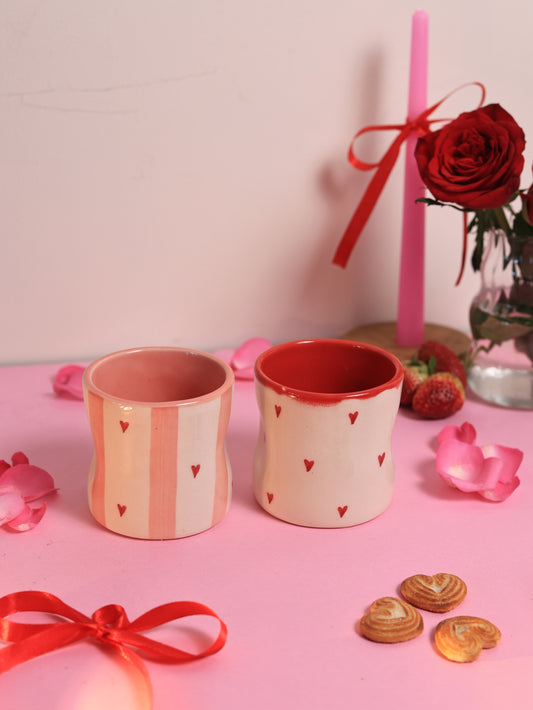 Little Hearts & Blush Stripes Mug Combo