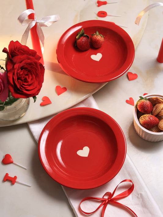 Red Heart Pasta Plate
