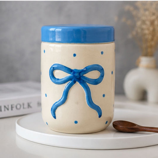 Blue Bow Jar