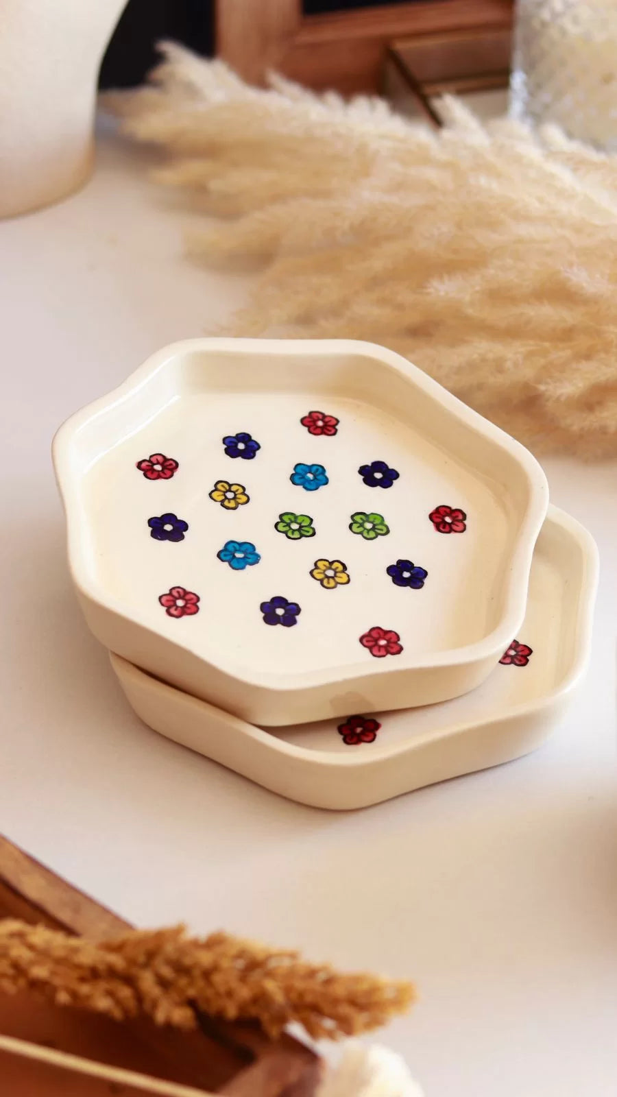 Hand Painted Dessert Plate- Flower