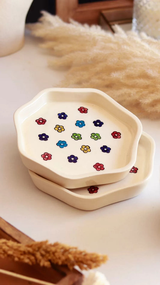 Hand Painted Dessert Plate- Flower
