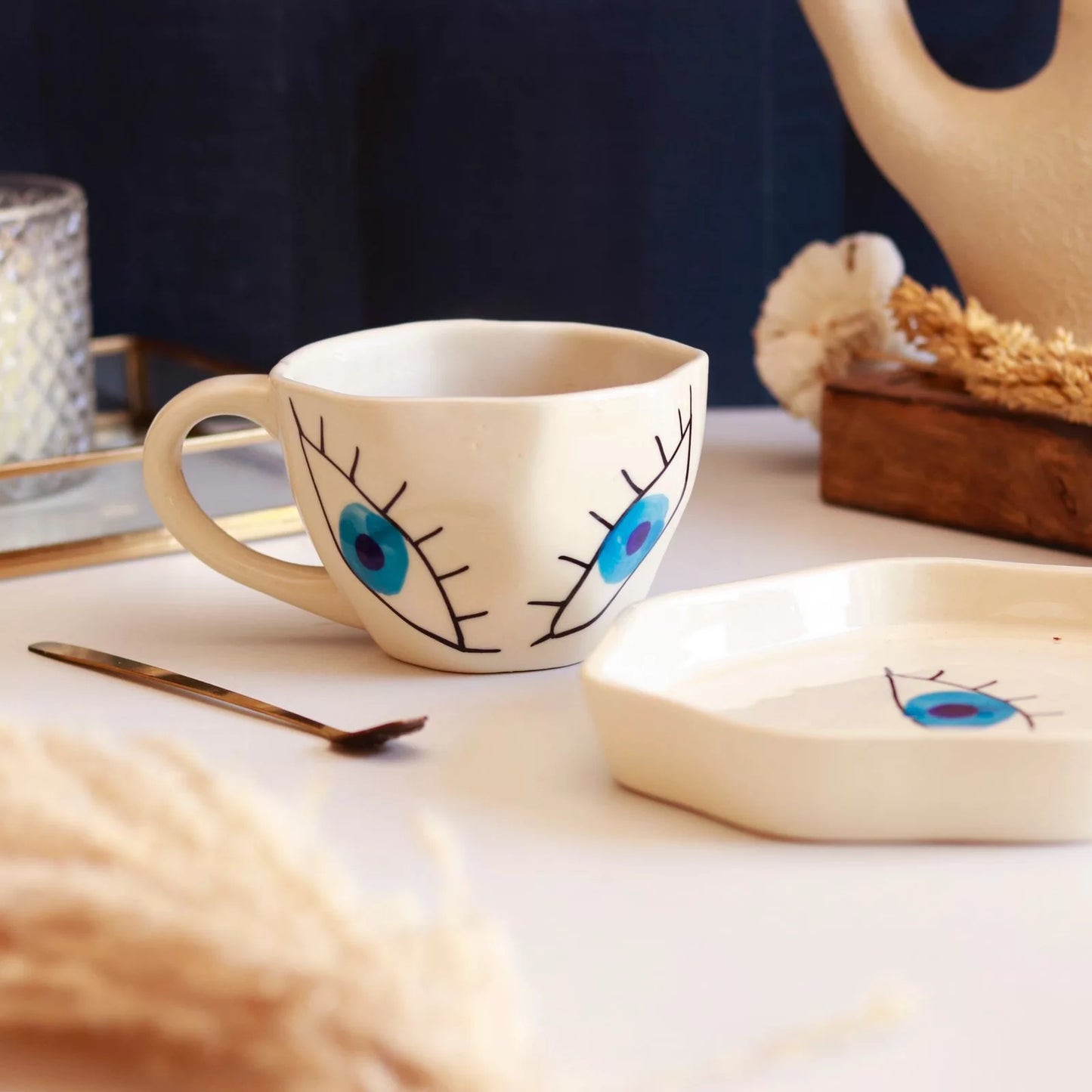 Hand Painted Breakfast Set- Evil Eye