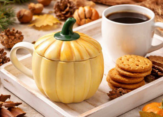Yellow Pumpkin Mug with Lid