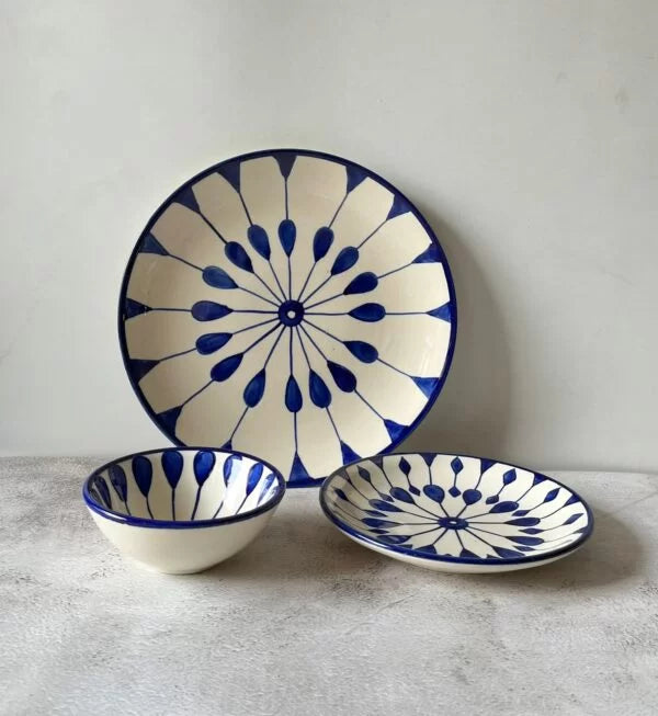 Craftribal Blue Spokes Collection- Dinner Set Serving of 1