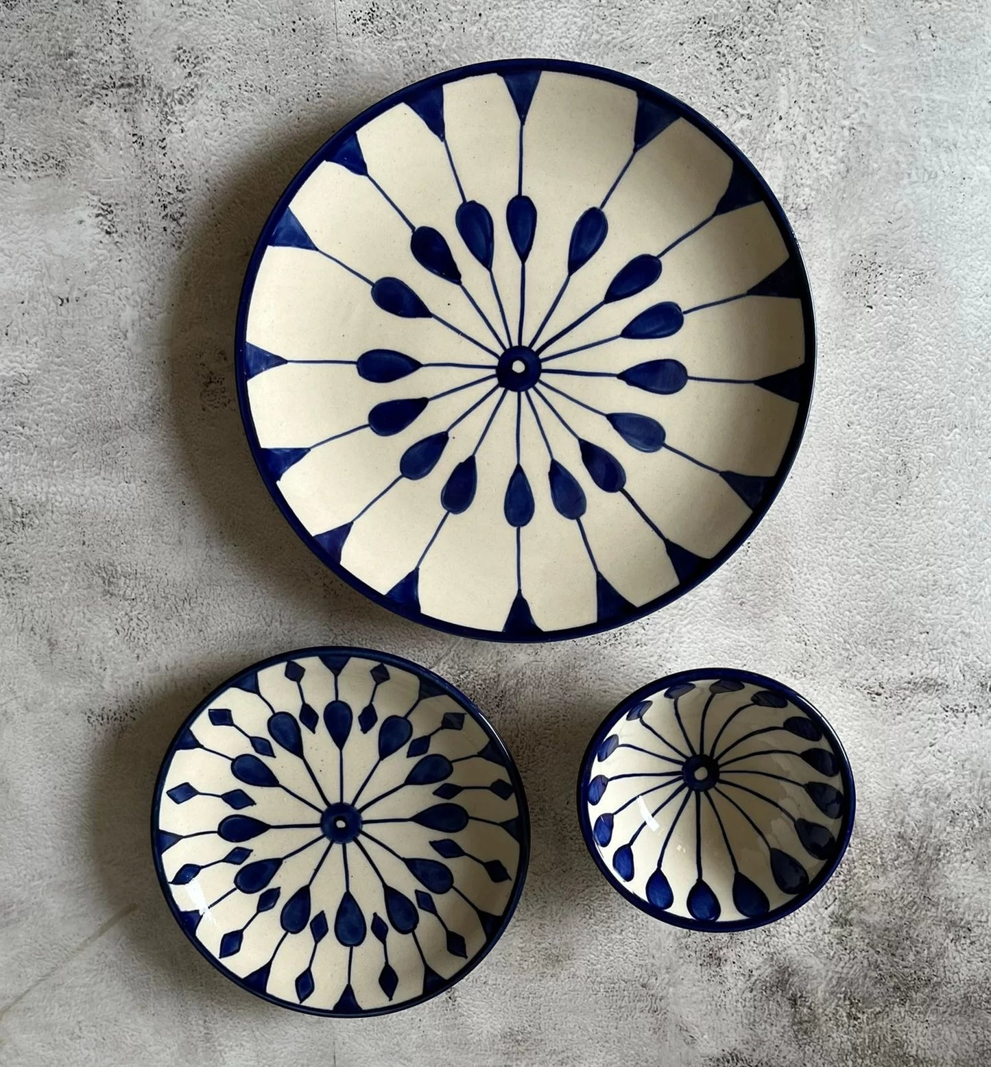 Craftribal Blue Spokes Collection- Dinner Set Serving of 1