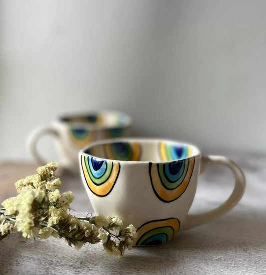 Hand Painted Bohemian Cups- Rainbow