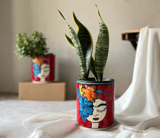 Hand Painted Planter- Lady face