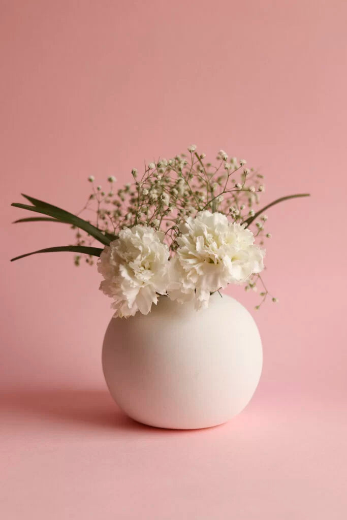 Ceramic Round Bomb Vase (White)