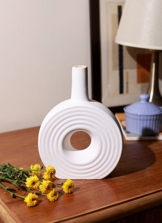 Modern Loop Vase- White