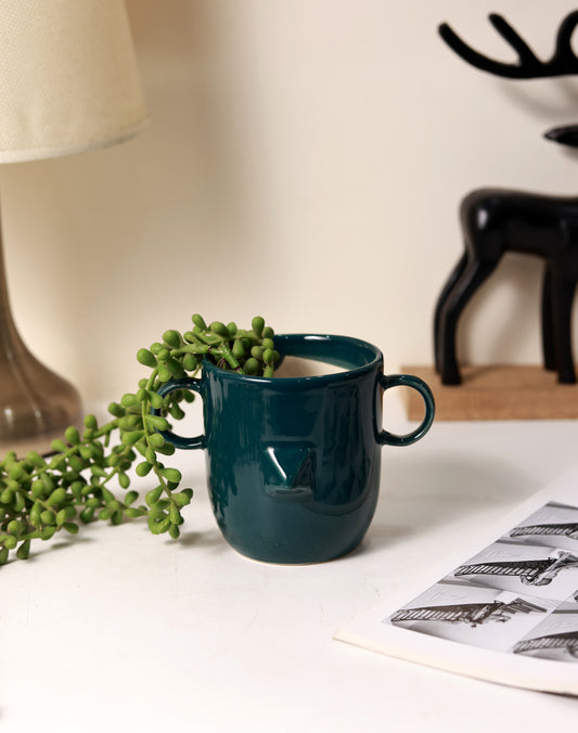 Abstract Boho Planter (Dark Green)
