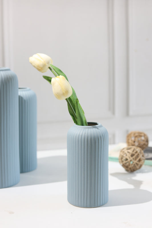 Ribbed Vase- Grey(Small)