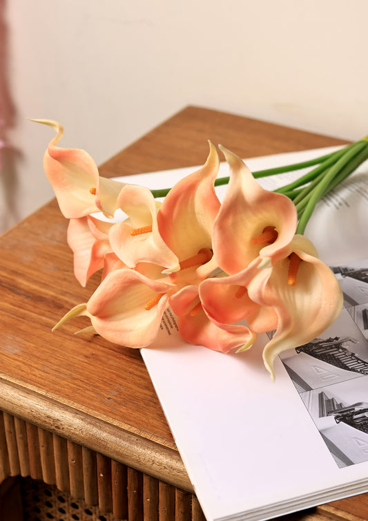 Artificial Calla Lily Flowers- Peach
