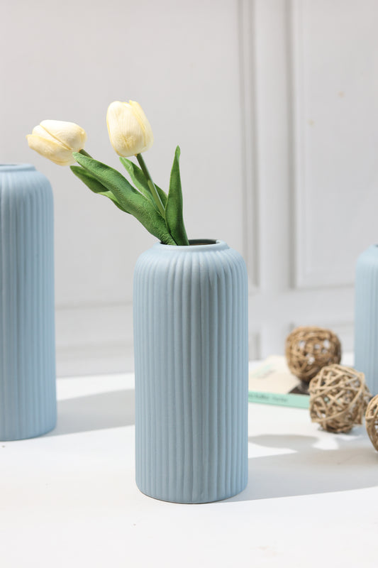 Ribbed Vase- Grey(Medium)