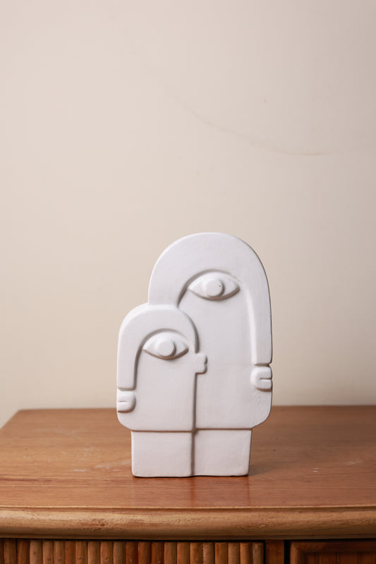 Minimalist Duo Face Vase- White