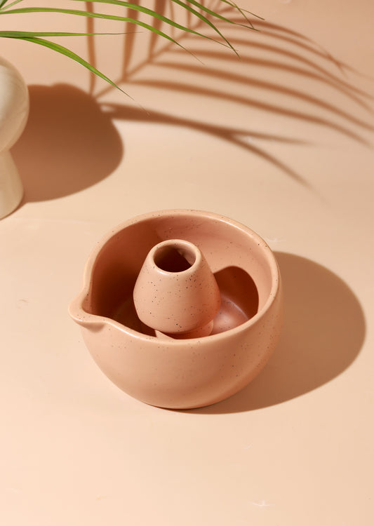 Solid Brown Matcha Bowl & Whisk Holder Set
