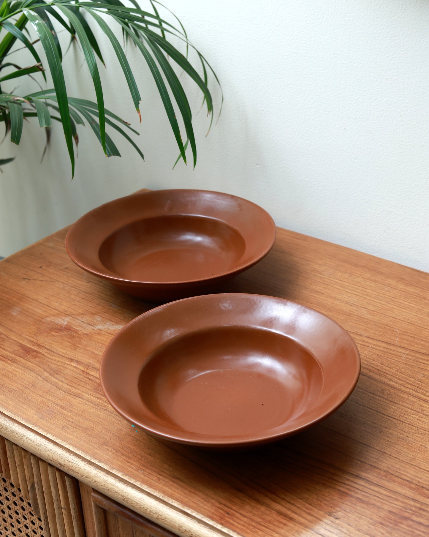 Brown Solid Pasta Plate