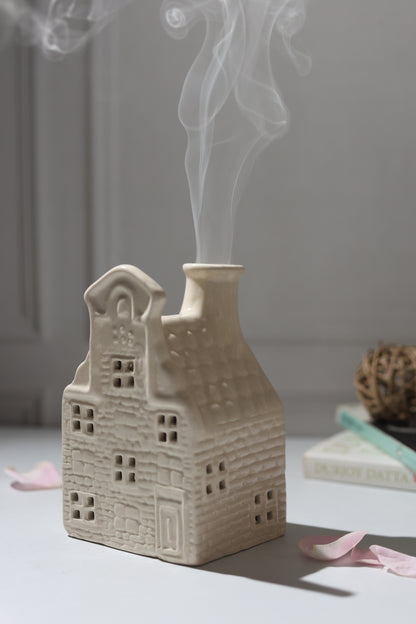 Ceramic White House candle holder