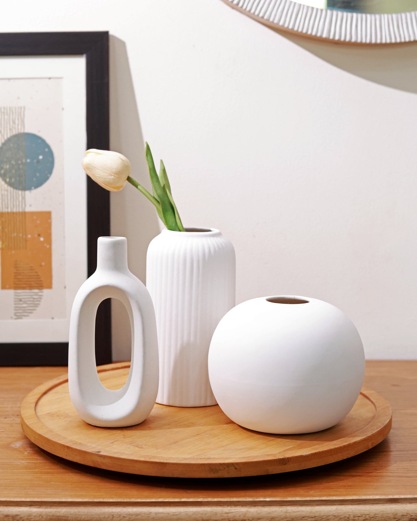 White Trio Vase Set