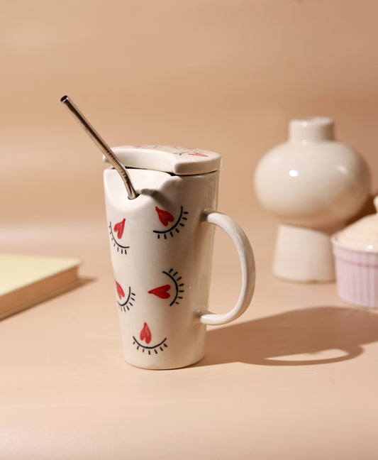 Red Heart Eye Ceramic Sipper
