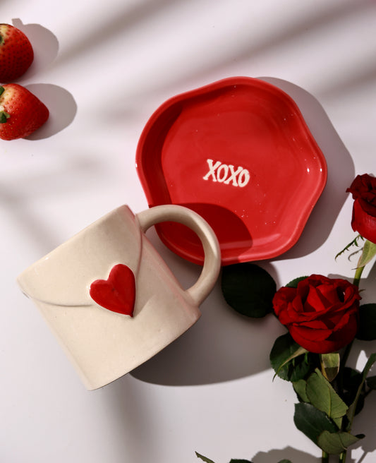 Love Letter Coffee Mug & XOXO Dessert Plate Combo