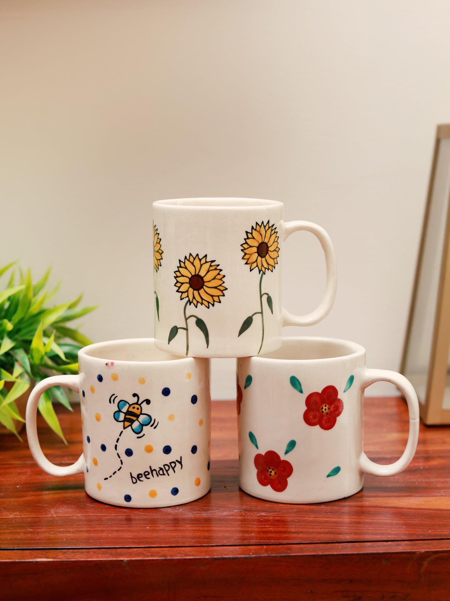 Set 3 Handpainted Coffee Mugs