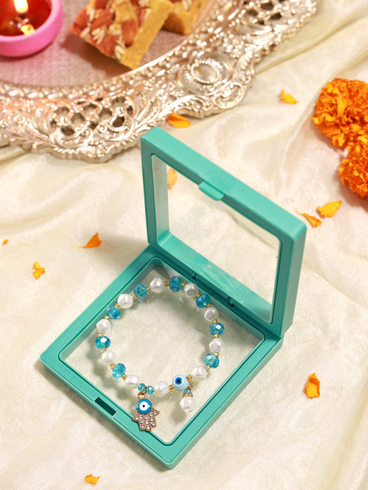 Evil Eye Charm Bracelet (Light Blue)