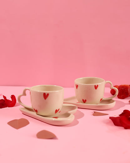 Heart Cup & Plate Combo (Set of 4)