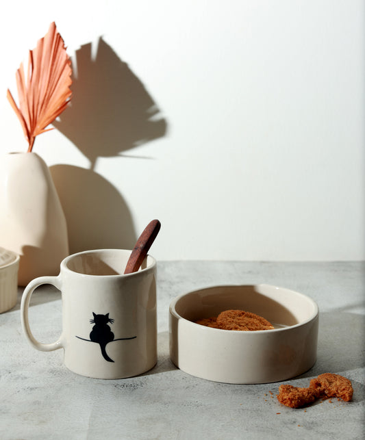 Sitting Cat Breakfast Set (Mug & Bowl Combo)