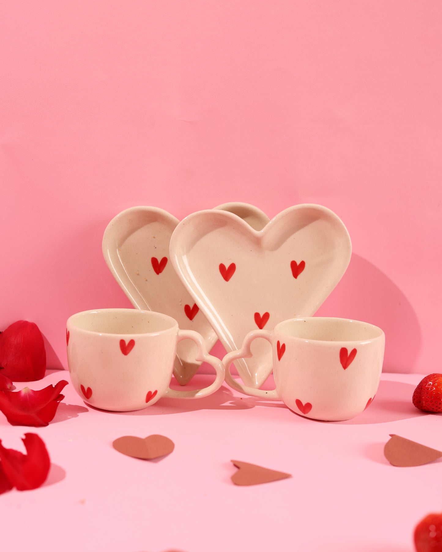 Heart Cup & Plate Combo (Set of 4)
