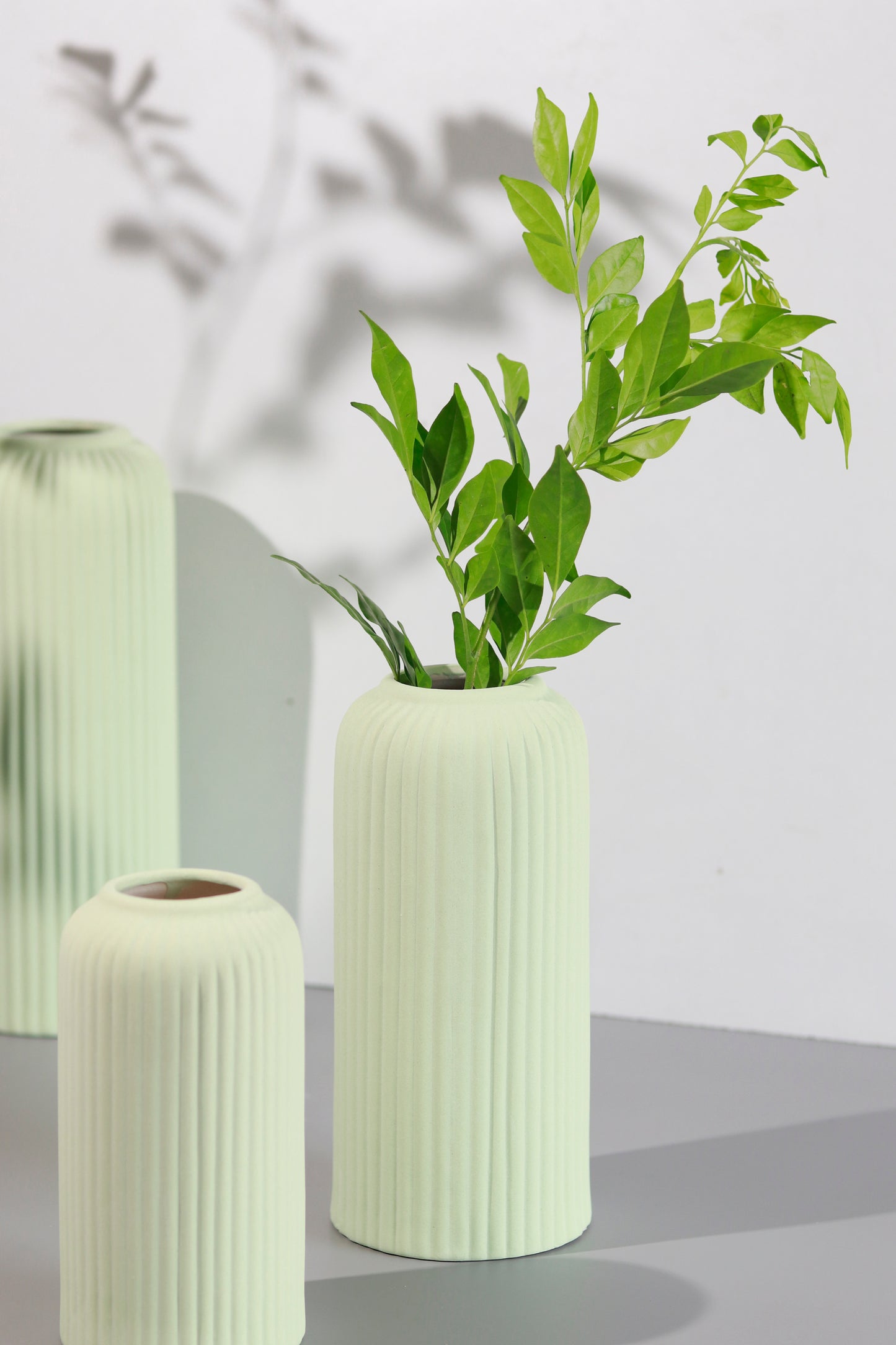 Ribbed Vase- Light Green