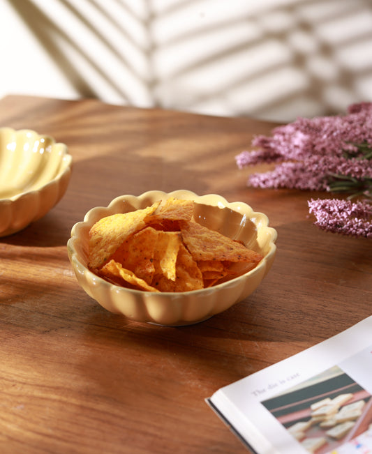 Yellow Flower Dessert Bowl