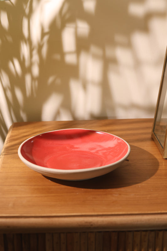 Studio Pottery Matte Pasta/Snack Dish (Red)