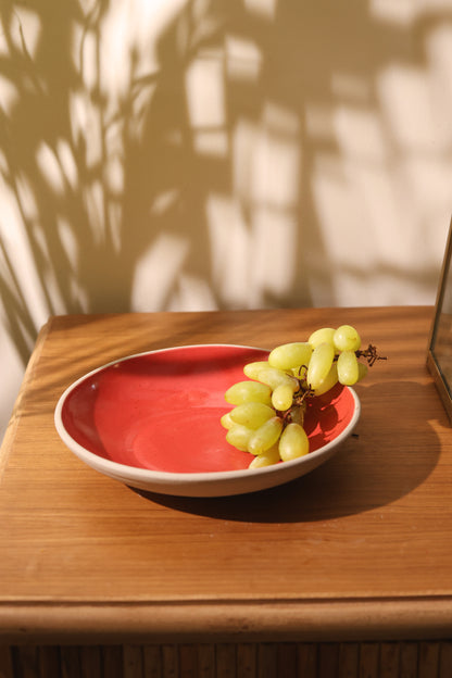 Studio Pottery Matte Pasta/Snack Dish (Red)