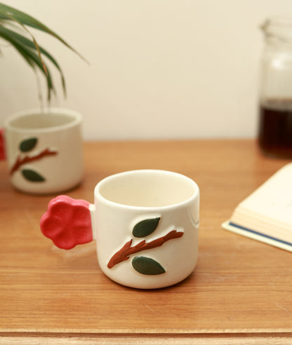 Red Flower Handle Mug