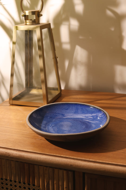 Studio Pottery Matte Pasta/Snack Dish (Blue)