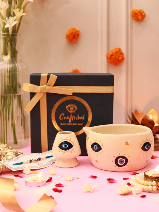 Evil Eye Matcha Rakhi Hamper