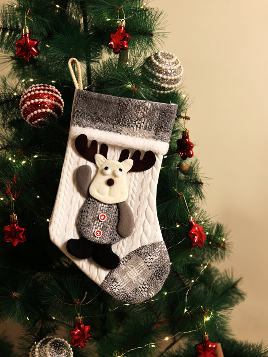 Winter White Santa Reindeer Sock