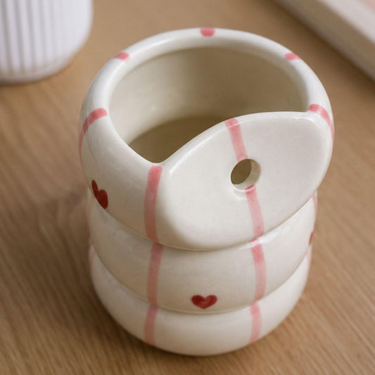 White Red Heart Sipper