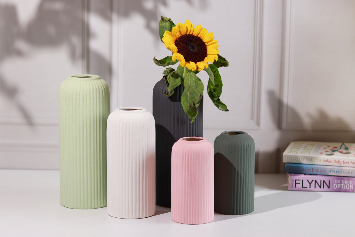 Ribbed Vases Combo of 5 (Assorted)