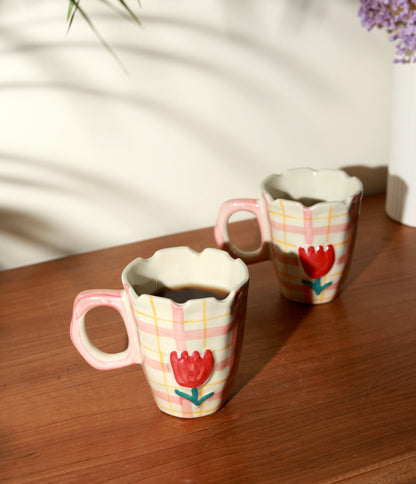 Pink Checkered Bloom Mug