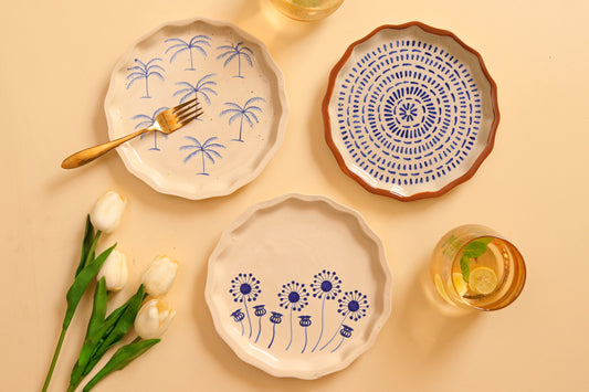 Set of 3 Handpianted Snack Plates