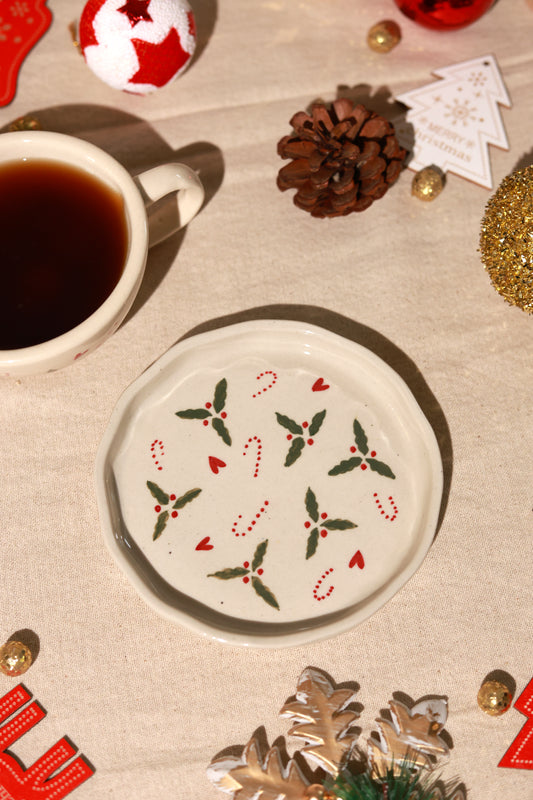 Holly Berry Christmas Dessert Plate