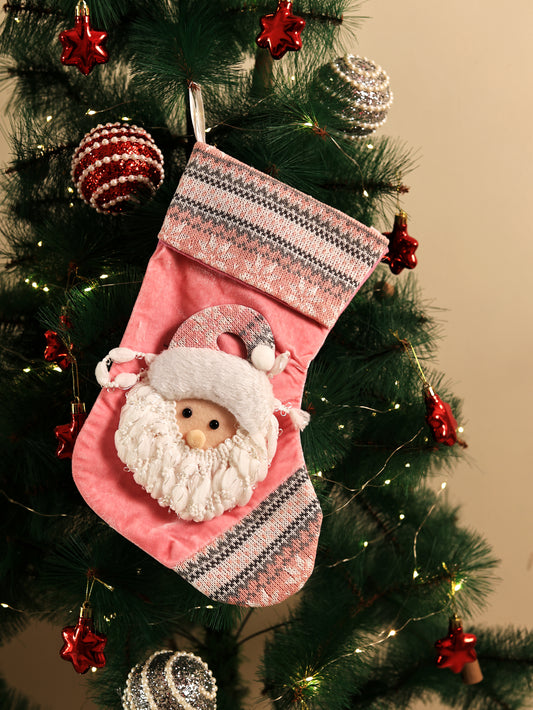 Blush Pink Santa Christmas Sock