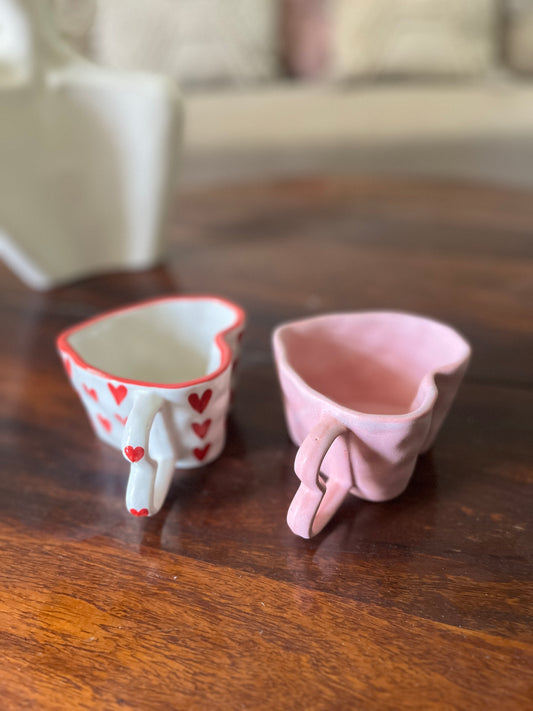 Pink Heart & Red Heart Shaped Mug Combo