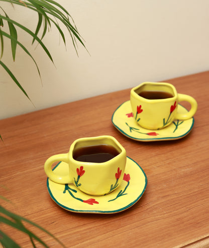 Yellow Flower Cup & Saucer Set